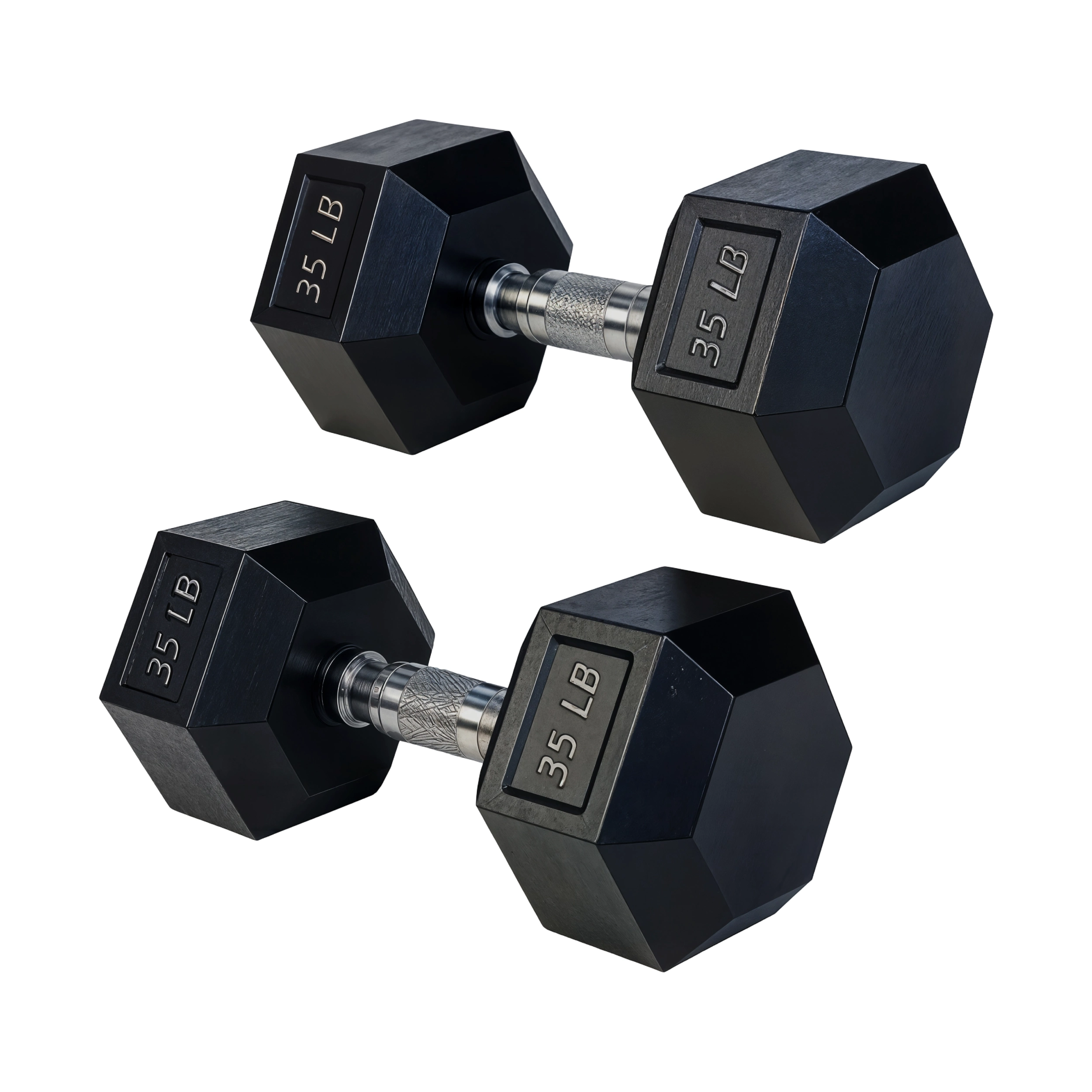35 LB Rubber Hex Dumbbells