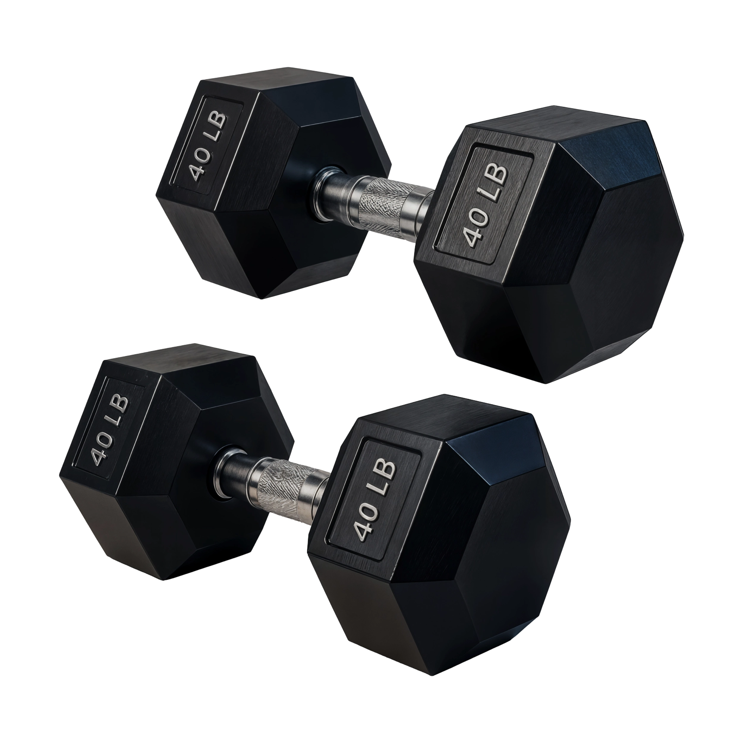 40 LB Rubber Hex Dumbbells