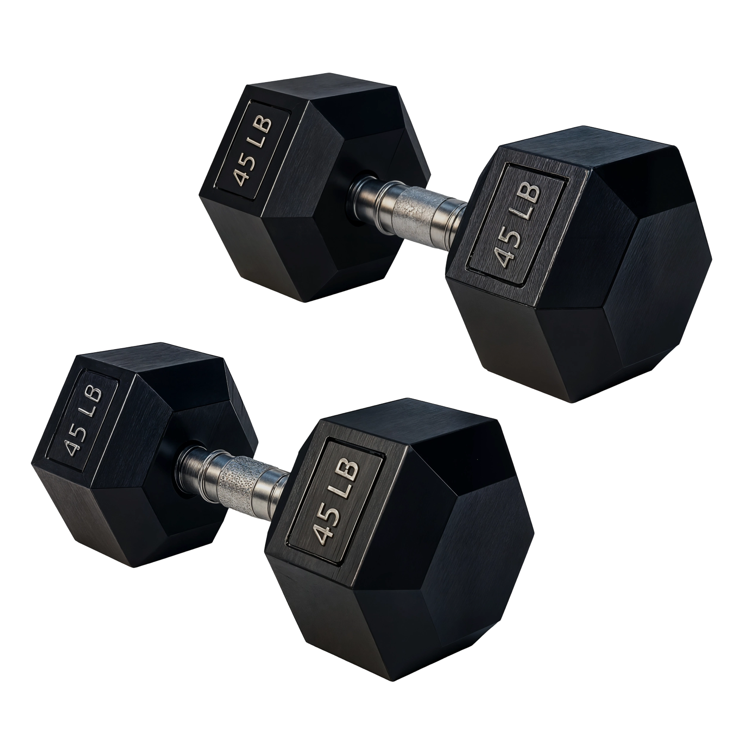 45 LB Rubber Hex Dumbbells